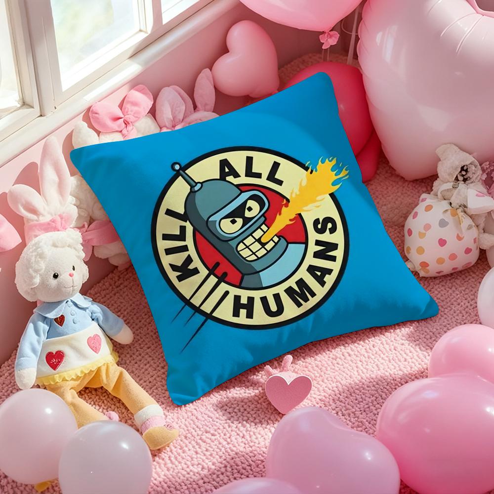 Anime Comedy Futurama Bender Cushion Cover Pattern Printed Pillowcase For Living Room Sofa Cushion Cover & Bedroom Decor