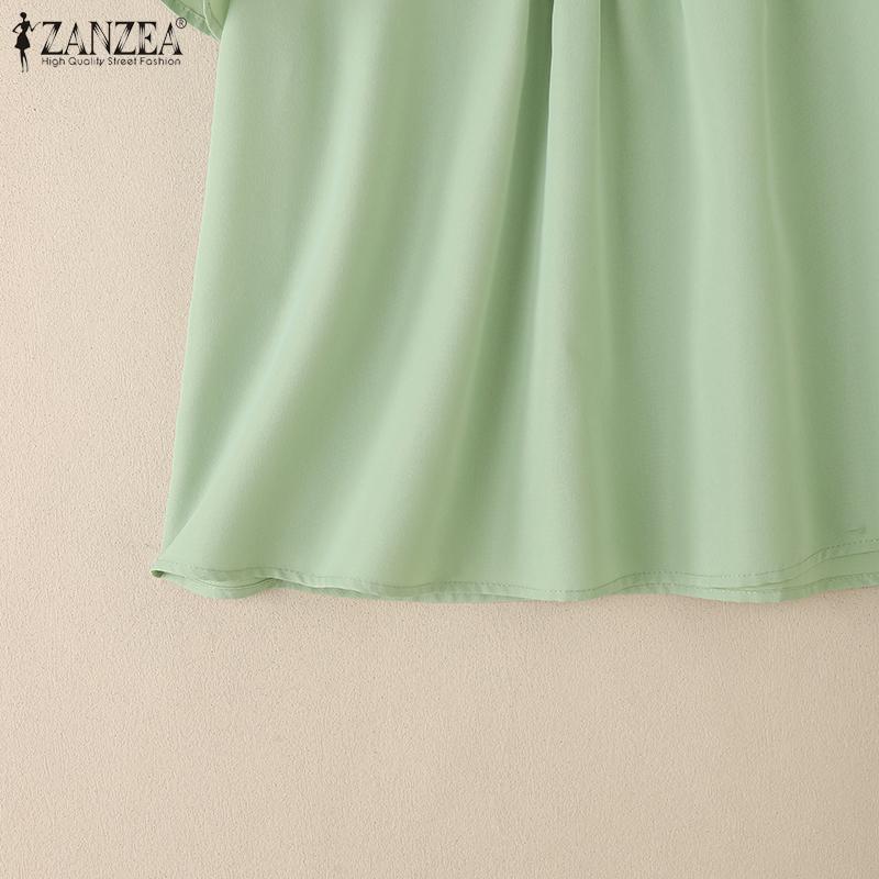 ZANZEA Dámská letní ležérní halenka s krátkým rukávem a výstřihem do V