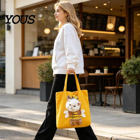 Lightweight Cat Shoulder Carrier Portable Bag, Fabric Bag with Peek Window, Safety Soft Canvas Pet for Small Cats Buckle, Cute Animal