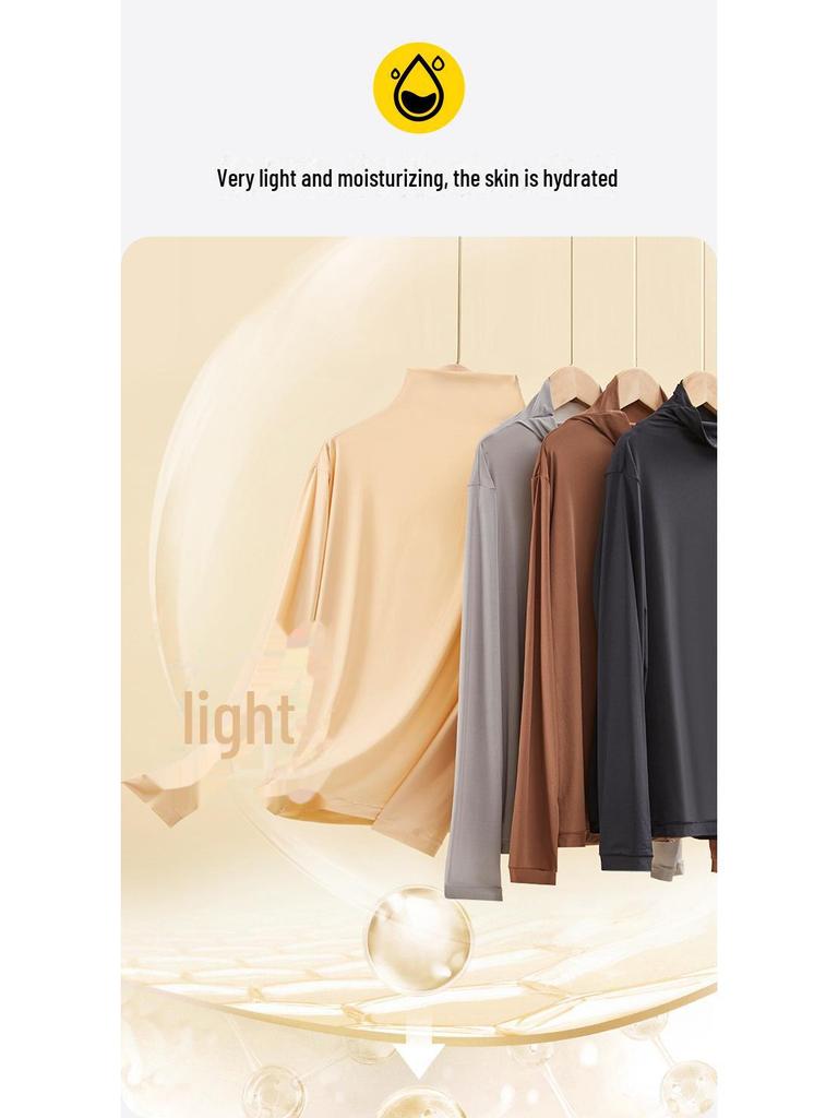 High Collar Hyaluronic Acid Skin Care Thermal Top - Women's Seamless Long Sleeve Base Layer Shirt