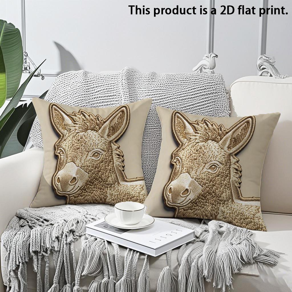 

2pcs Rustic Farmhouse Donkey Throw Pillow Covers 2 Pack Neutral Tone Farm Animal Cushion Cases for Sofa Bedroom Living Room 45x45cm-2pcs