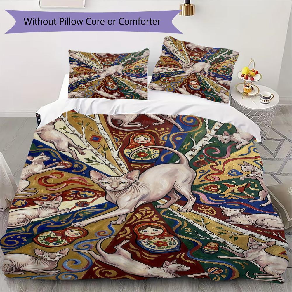 

Cute kitten Pattern Bedding uilt Set uilt Cover Pillowcase Home Decoration Birthday Gift (1 * duvet cover + 42 * pillowcase without core) 135x200cm