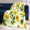 3D-Druck Blumenmotiv Sonnenblumen Weiche Flanelldecke für Bett Schlafzimmer Sofa Picknick, Überwurfdecke zum Zudecken Outdoor-Freizeit Nickerchen