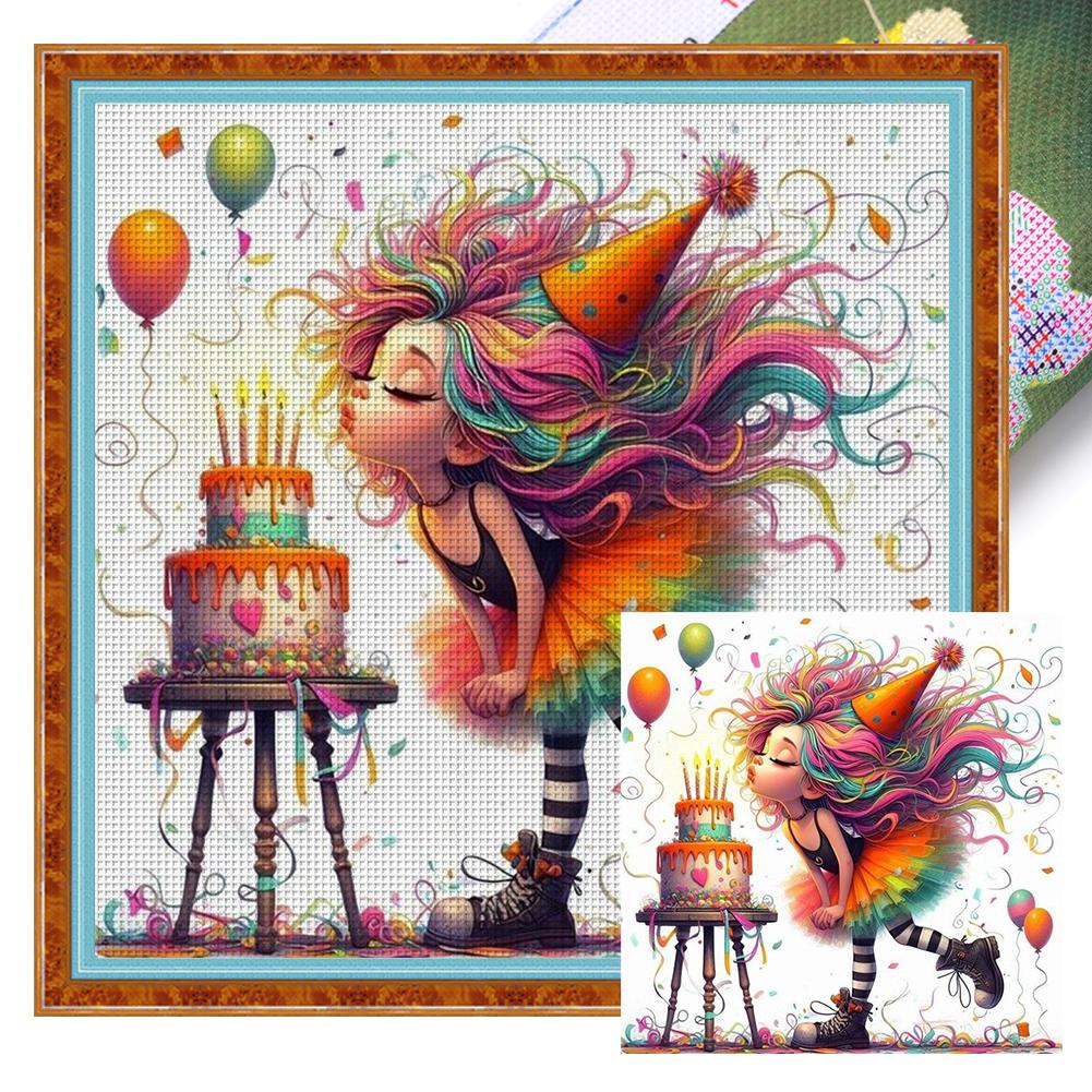 Full Embroidery Eco-cotton Thread 11CT Printed Girl Cross Stitch Kit Art