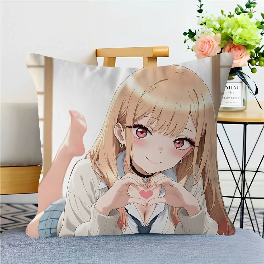 

Anime My-Dress-Up-Darling Office Cushion Pillowcase Car Cushion Cover45X45CM Lumbar Pillowcase Sofa Pillowcover 16x16Inch