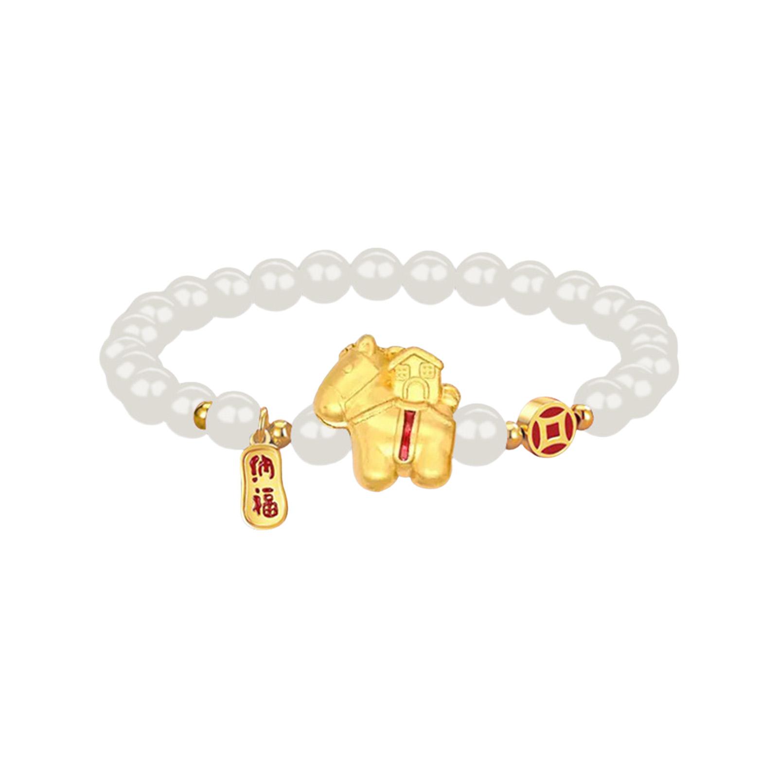 Браслет  Год Лошади  2026, Красная нить, Золотой кулон, Браслет из бусин, Китайский животный талисман, Подарок на Год Лошади