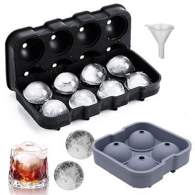 Moule à glaçons sphériques larges 4/8 Grilles Moule à glace pour whisky Moule à glaçons ronds étanche Outils de fabrication de boules de glace faciles à remplir et à démouler