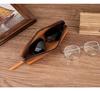 Genuine Leather Multifunctional Pencil Case Stationery Box with Zipper—Portable for Students, Holds 2B Pencils & Glasses