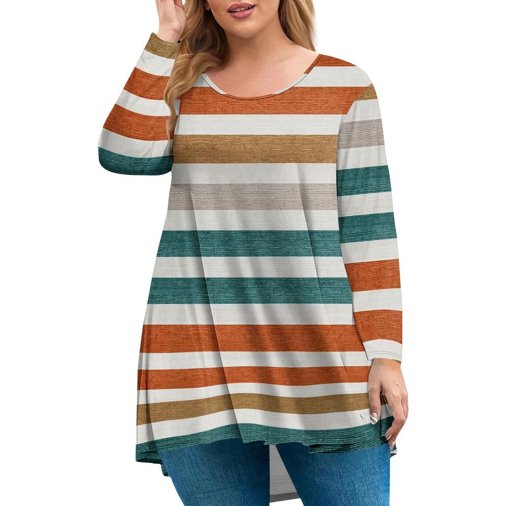 Women's Plus Size Top, Garden Collar Long Sleeved Shirt, Fashionable Floral Print Casual Top