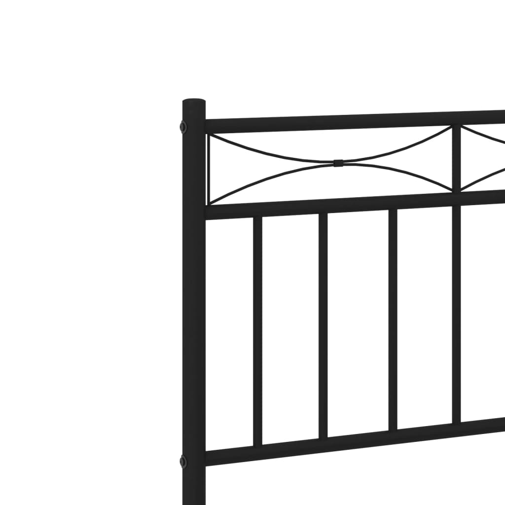 Vidaxl Metal Bed Frame with Headboard, Black, 80X200 Cm