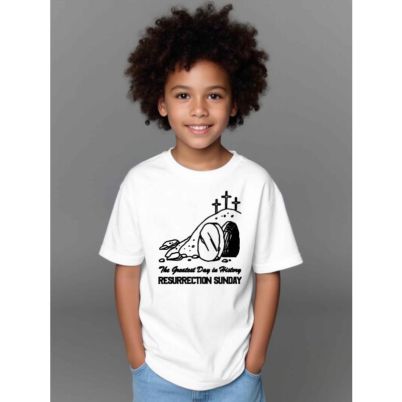 Boys Crewneck Short Sleeve T-Shirt, Resurrection Sunday Cute Print 110