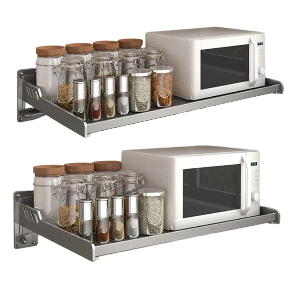 1 Set Kitchen Microwave Shelves 35*50cm/35*60cm Wall-Mounted Microwave Oven Shelf Rack Cooker Holder,Stainless Electric Pot Rack