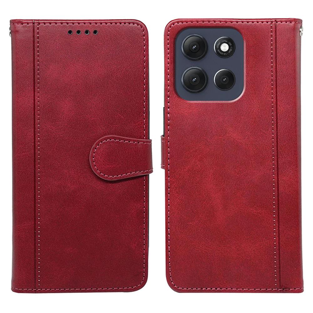 

For Motorola Moto G86 5G Case Calf Texture Leather Stand Book Style Phone Cover Red