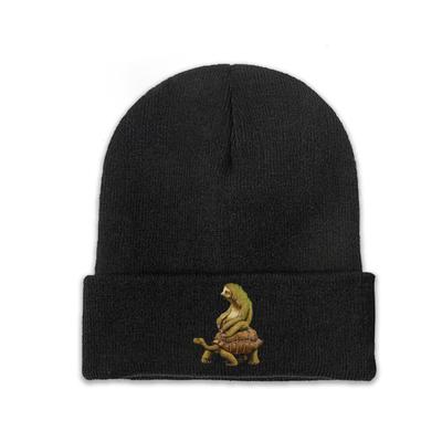 Speed Is Relative Sloth Turtle Funny Knitted Hat Beanies Winter Hats Warm Polyester  Color  Cap for Unisex Women Gifts