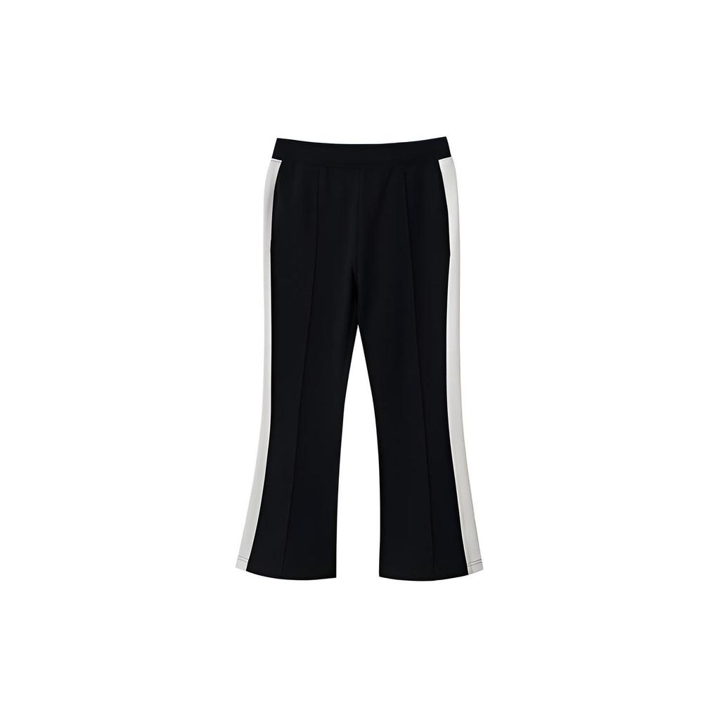 Li Ning Sports Fashion Series Side Stripe Splicing Straight Leg Knitted Sports Pants Women bottoms Black AKLR546-1