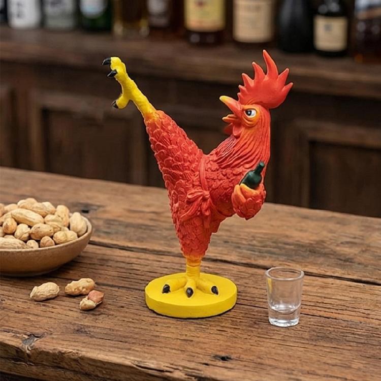 Martial Art Chicken Figurine Resin Craft Drunken Kung Fu Rooster Statue For Living Room Desk Shelf Decorative Ornament