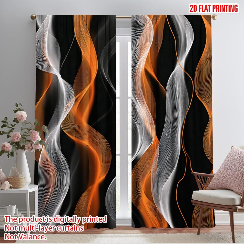 

2pcs,2D plane printing Popular Curtain Panels Curvy Stripes Versatile Fabric (without rod) Gifts for Bedroom, Living Room, 52.50×116.00 CM 2pcs