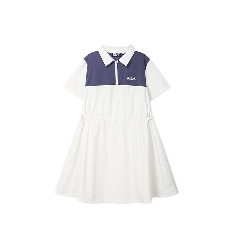 FILA Original Fashion Versatile Simple Skin-Friendly Short Sleeve Dress Women dresses F51W639305FWT XS