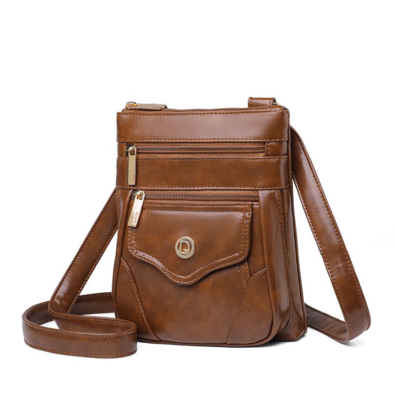 Women's Retro PU Leather Mobile Phone Bag Fashionable Soft Crossbody Bag for Summer