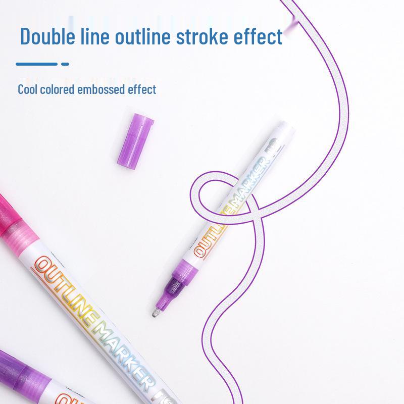 Dual-Line Fluorescent Outline Marker for Students and Artists