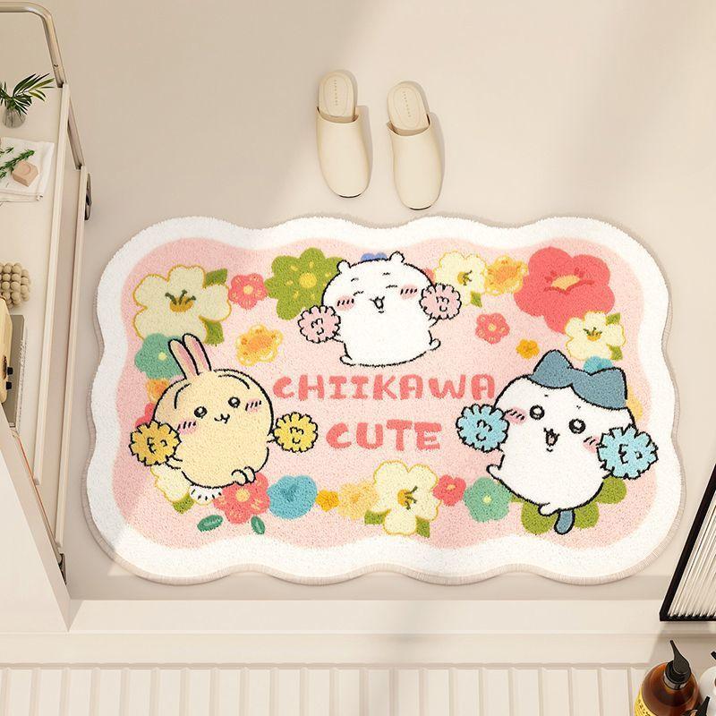 Cartoon Cute Fresh Imitation Cashmere Bathroom Mat Absorbent Non-slip Mat Toilet Door Mat Washroom Carpet