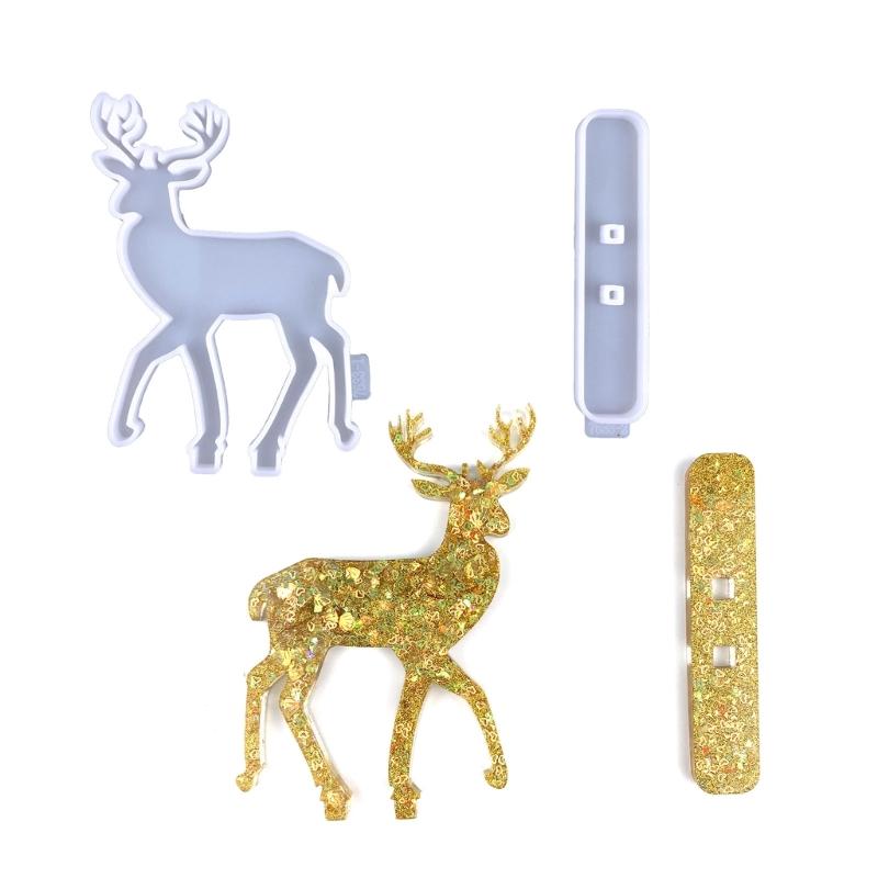Christmas Deer Resin Silicone Mold Deer Ornaments Epoxy Resin Mold for Casting Car Home Decorations Christmas Supplies