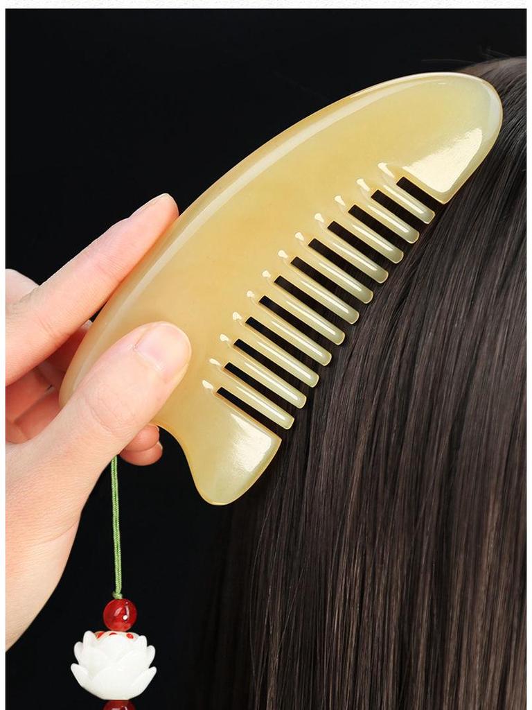 Natural Ox Horn Wide-Tooth Curly Hair Comb - Scalp Massage for Men & Women