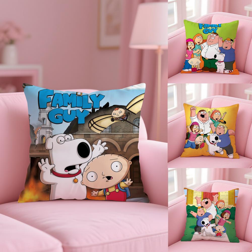 F-Family G-Guy Cushion Cover Soft Short Plush Double-Sided Printing Home Decor Machine Washable Pillow Case Gift