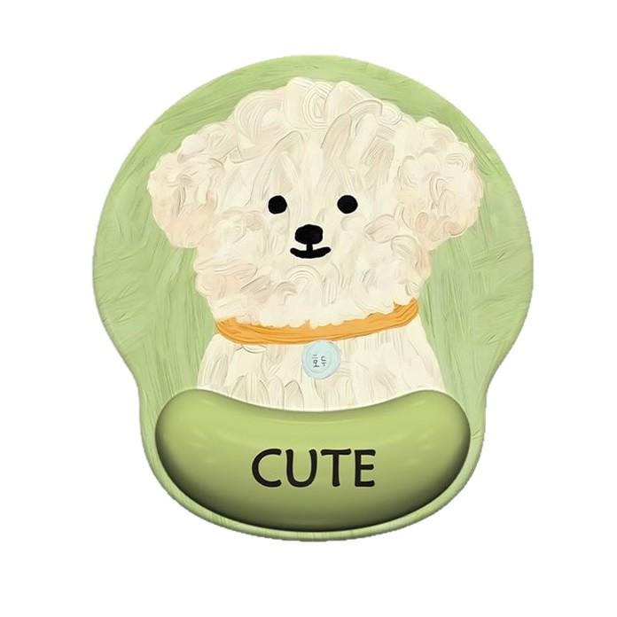 Cartoon Cute Puppy Mouse Pad with Wrist Rest for Girls - One-Piece Keyboard Pad for Office