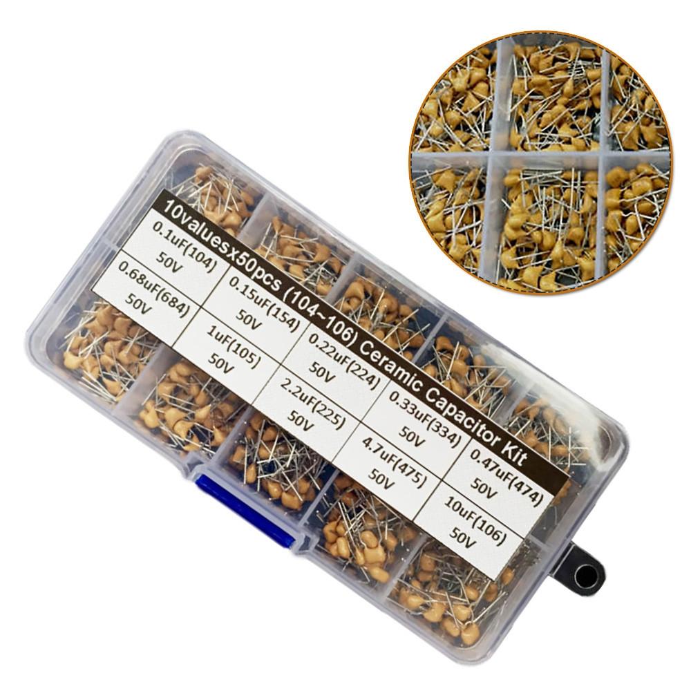 Supplies Capacitor Ceramic Kit Set 0.1uF~10uF 10 Values 104-106 50 Volts