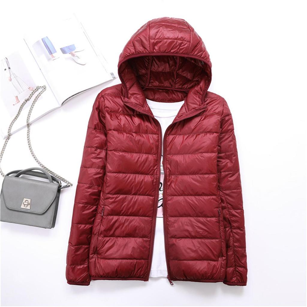 Women's Lightweight Hooded Down Jacket - Winter Collection, Plus Size Available