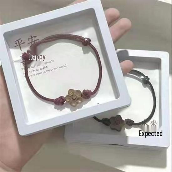 Peach Wood Floral Handcrafted Women s Luck Bracelet - Woven Protection & Peace Charm for Birth Year