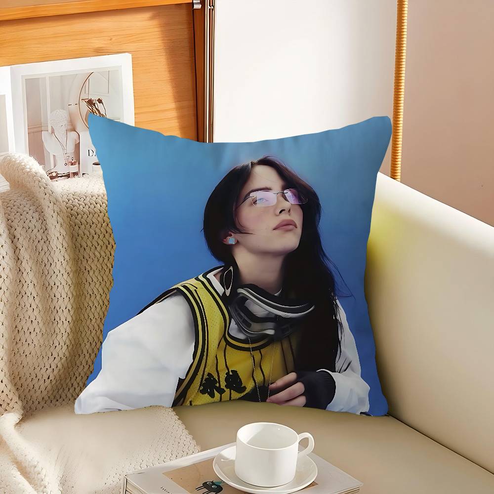 Singer B-Billie-Eilish Decorative Room Aesthetics Pillow Case Home Decor Bedroom Sofa Bed Couch Pillow Cover 45x45