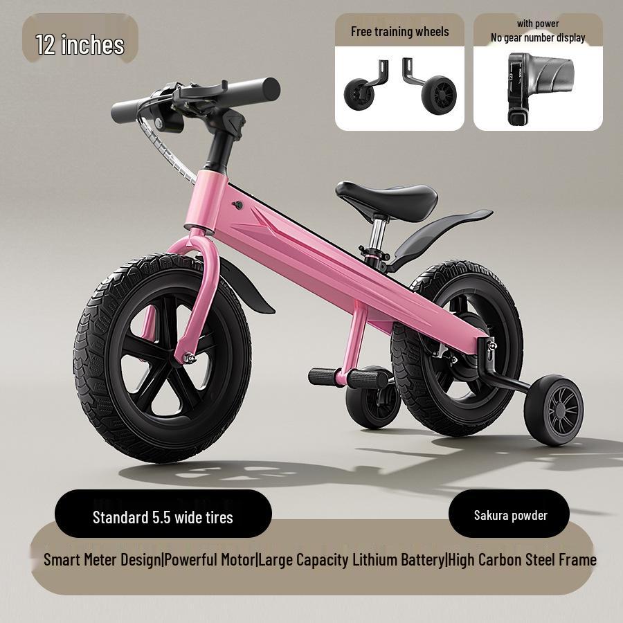 Adjustable Electric Kids' Bicycle for Ages 3-12 - Suitable for Boys and Girls