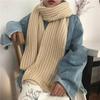 Harajuku Style Women's Scarf for Autumn Winter Thickened Warm Korean Style Solid Color Knitted Chunky Yarn Long Scarf