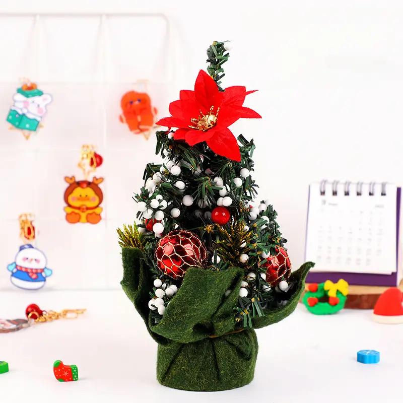 Mini Christmas Tree Ornaments Winter Festival Desktop Decoration Exquisite Artificial Flower Christmas Tree Ornaments