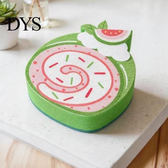 Multi-purpose Kitchen Sink Scrubber Double-Sided Cellulose Scrub Sponges, Cute Dessert Patterns Non-Scratch Wood Pulp Honeycomb Structure Sponge,