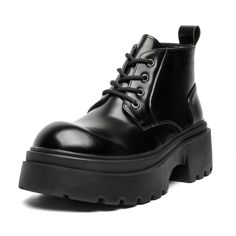 mens fashion party nightclub platform boots black trendy genuine leather shoes cowboy autumn winter boot cool ankle botas hombre