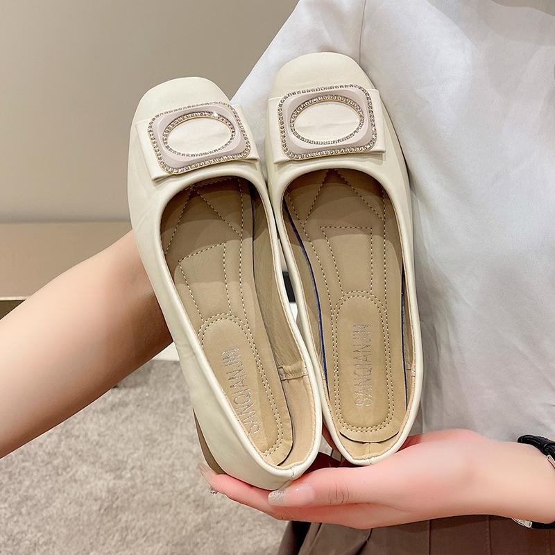2024 Ladies Loafers Fashion Ladies Square Toe Pumps Women Outdoor Casual Comfortable Belt Heel Shoes Women Shoes for Women