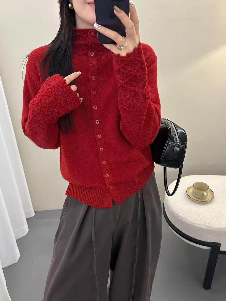 Women's Jacquard Half-High Collar Knit Sweater - Soft, Skin-Friendly Pullover, Popular In Live Broadcasts