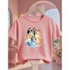 Popular Cartoon Children Tee Bluey Street Fashion For Boys Girls Summer Lightweight Casual Wear 3-14Y
