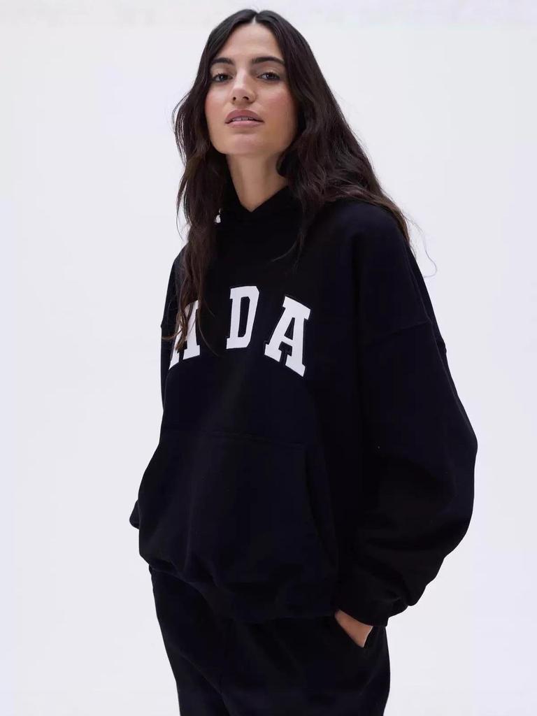 IN BLUE: England Trip Blogger Style Korean Cotton Loose Fit Lettered Pullover Hoodie Pair