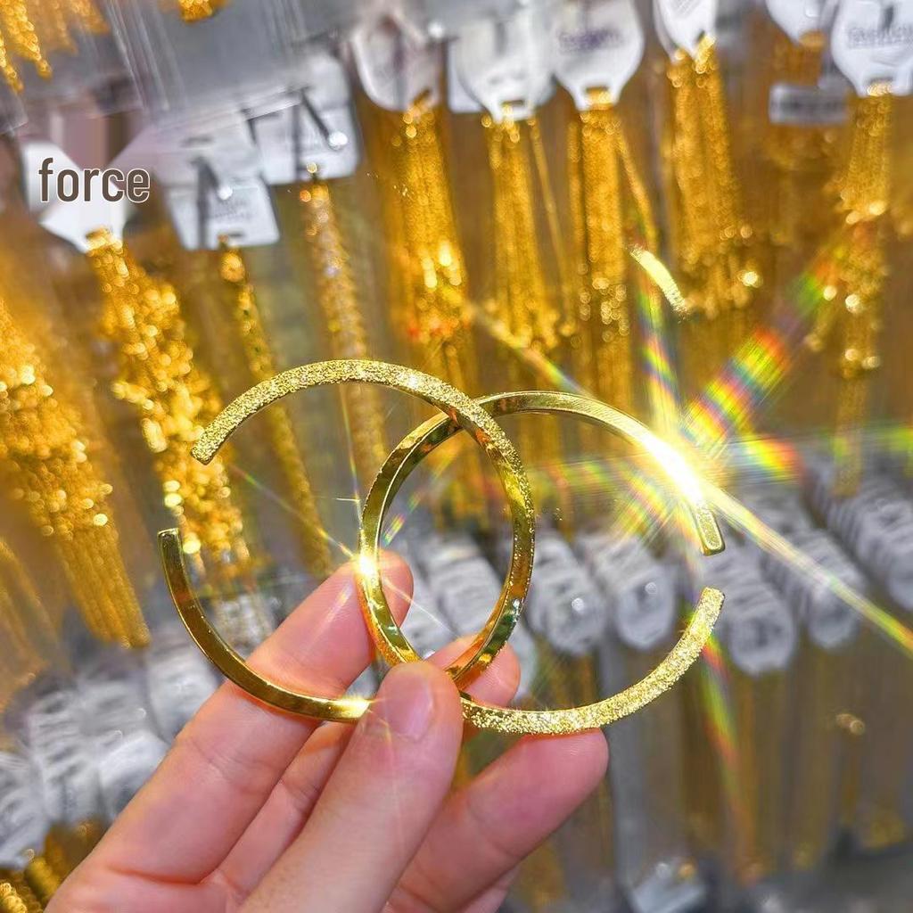 Four-Sided Twisted Vietnamese Sand Gold Bracelet: Shiny Open Solid Bangle for Women - Simple Fashion Jewelry.