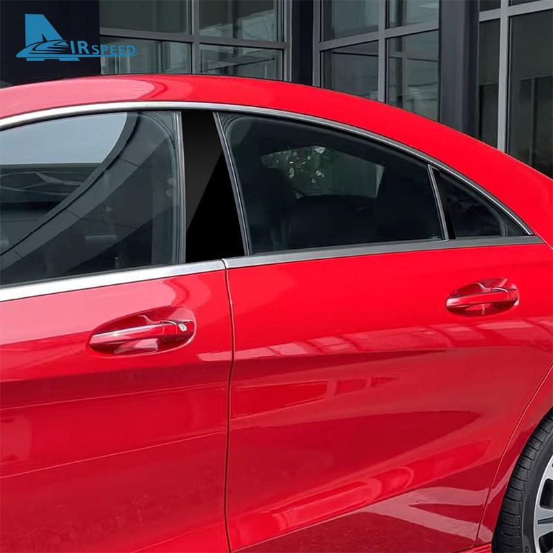 Sticker Trim Montante Centrale B Finestra Porta Per Mercedes-Benz CLA C117 2013 2014 2015 2016 2017 2018 Nero Lucido Fibra di Carbonio.