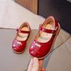 "2025 Spring Girls' Solid Color High Heel Leather Shoes - Little Princess Performance Style"