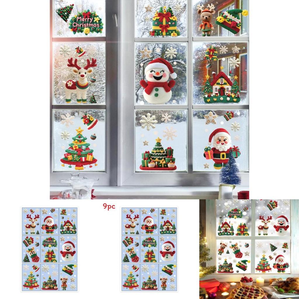 Christmas Static Cling Sticker Snowman Christmas Tree Decor Set For Holiday Window Decoration