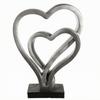 Heart Sculpture with Base Silver Decorative Romantic for Couples