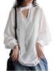 Antiqua Tie Layered Shirt One Size White Women's Blouse, PK-01317, 03,