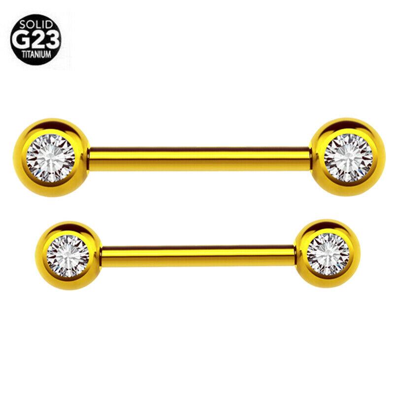 CUTE Nipple Bars | G23 Titanium Nipple Piercing Bar Gem Tongue Straight Rings 12-14mm Jewellery