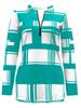 2025 Plus Size Women's Color Block Long Sleeve Zipper Shirt with Digital Print
